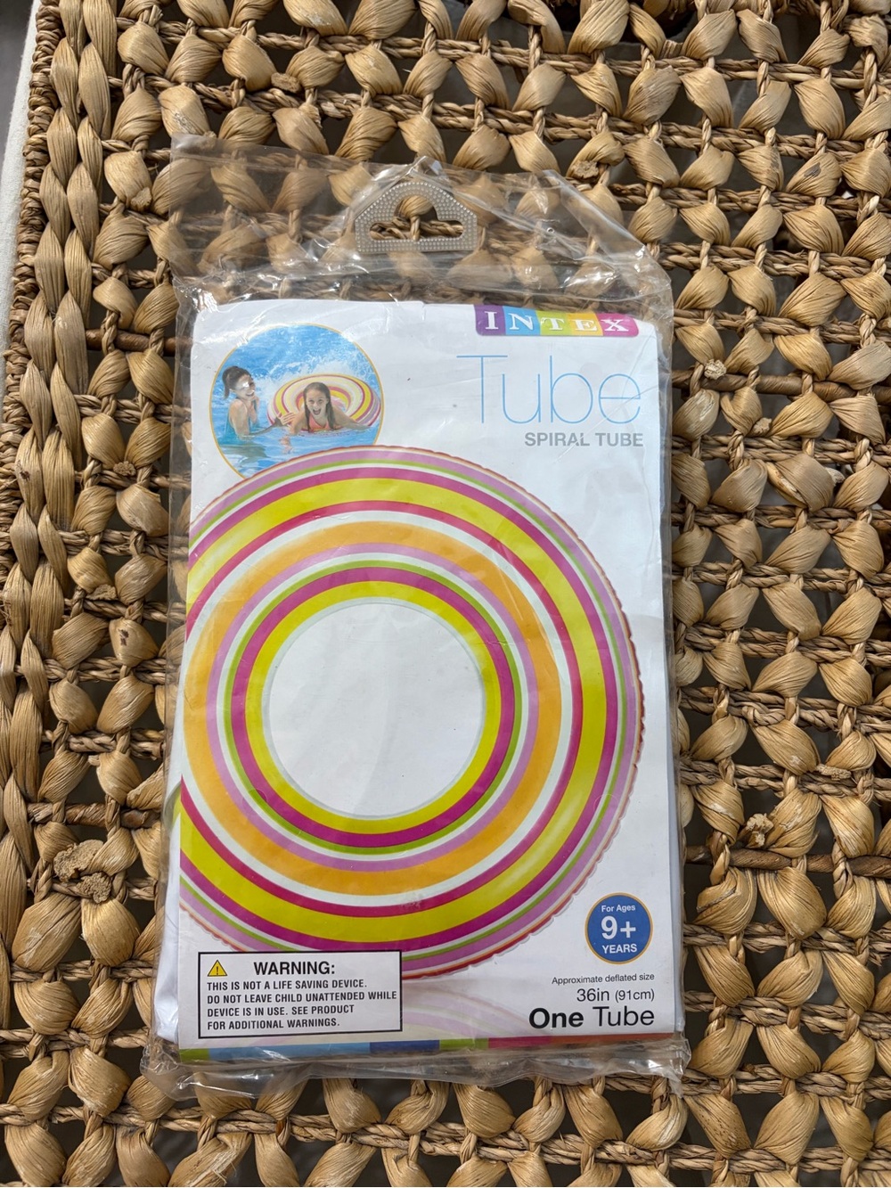 Intex Spiral Tube Swim Ring - Yellow & Pink Stripe Kids 9